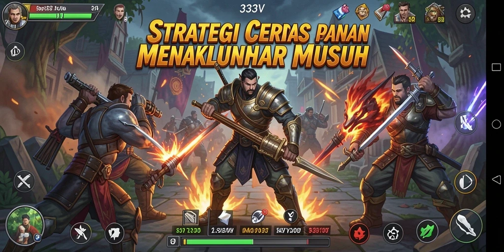 Tangkapan layar gameplay <strong>333V</strong> menampilkan pertempuran mendebarkan antara pasukan.