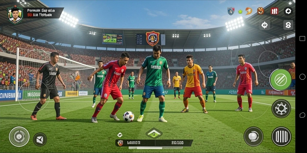 Tampilan gameplay intens dari pertandingan sepak bola di 8II.