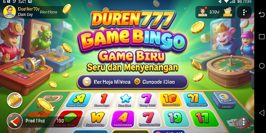 Screenshot DUREN777 menampilkan gameplay seru Bingo.