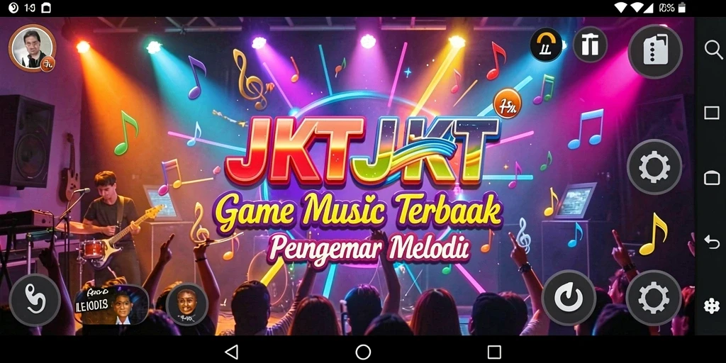 Tampilan gameplay seru JKTJKT dengan berbagai pilihan lagu.