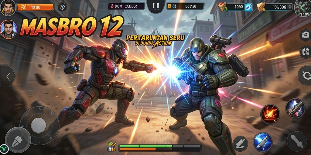 Tampilan gameplay seru dari <strong>MASBRO12</strong> dengan aksi bertarung yang intens.