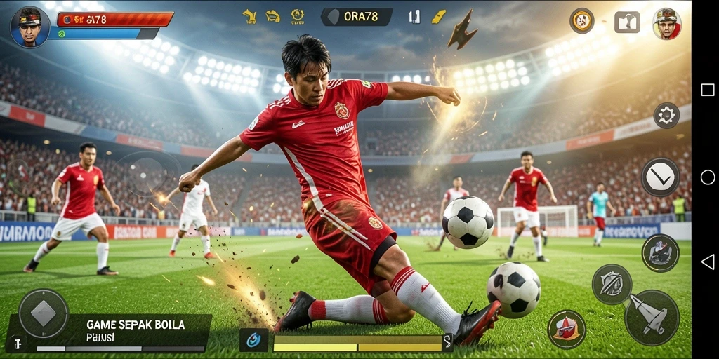 Tampilan gameplay ORA78 yang menarik dan penuh aksi sepak bola.
