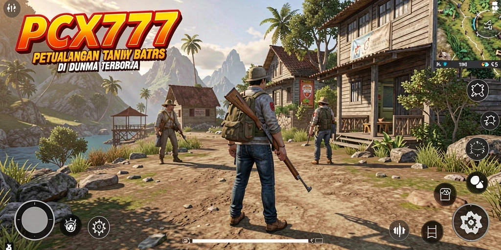 Gameplay PCX777 yang menampilkan eksplorasi dunia terbuka yang luas.