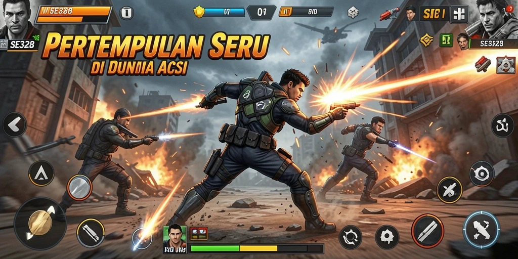 Tangkapan layar utama SE328 menampilkan gameplay aksi yang mendebarkan.