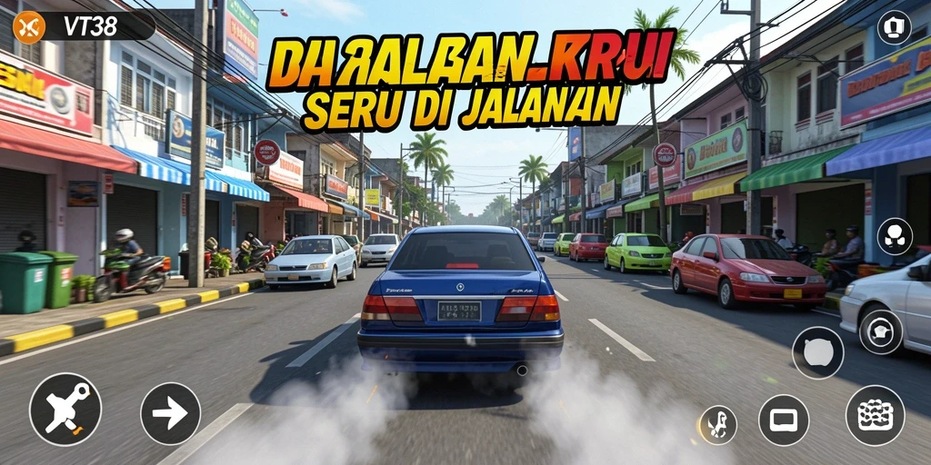 Tampilan gameplay balapan yang seru dan menegangkan.
