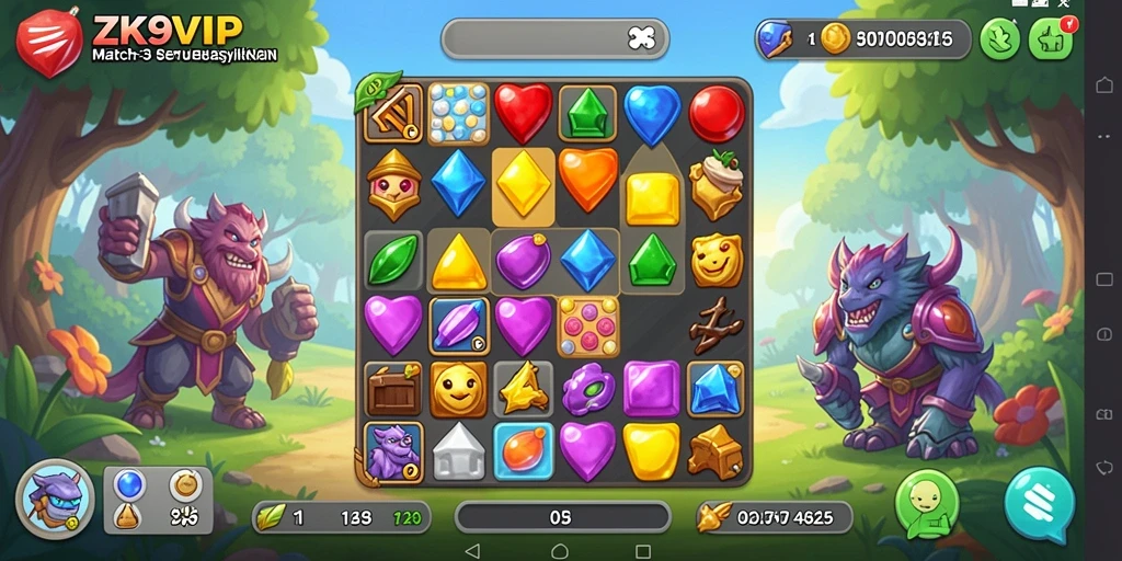 Tampilan gameplay seru ZK9VIP dengan aksi Match-3.